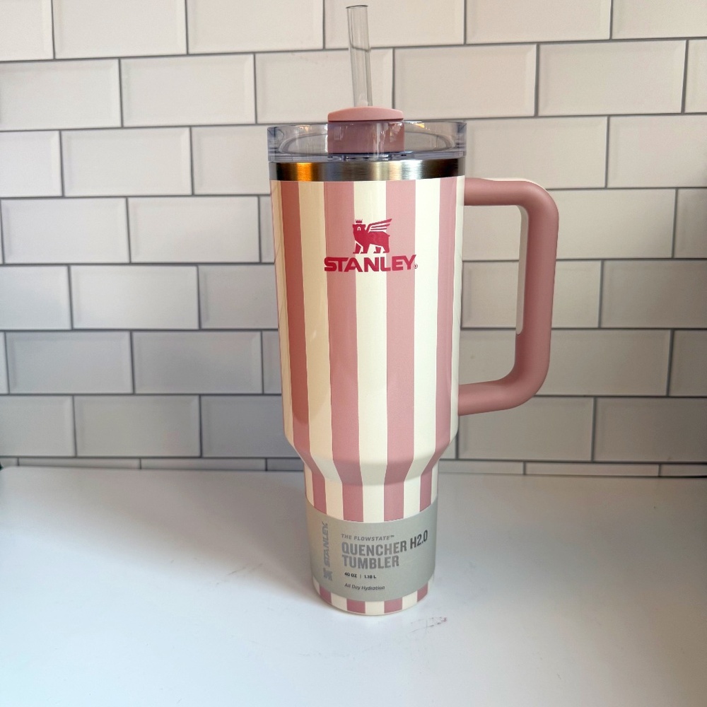 NEW Stanley Quencher H2.0 Tumbler 40oz – Oasis Collection (Pink Stripe) NWT